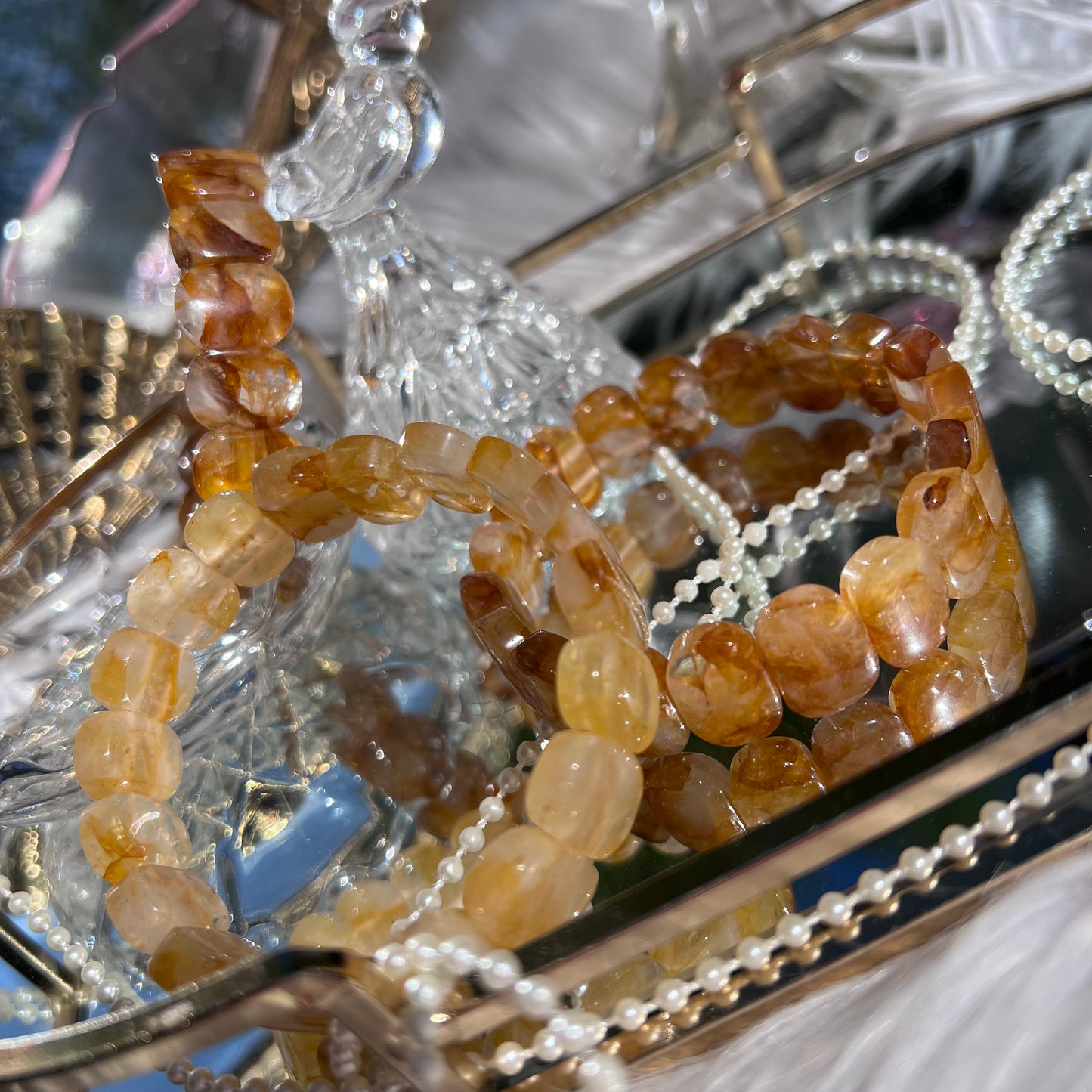 Golden Healer stretchy bangle design beaded bracelet high- 15mm