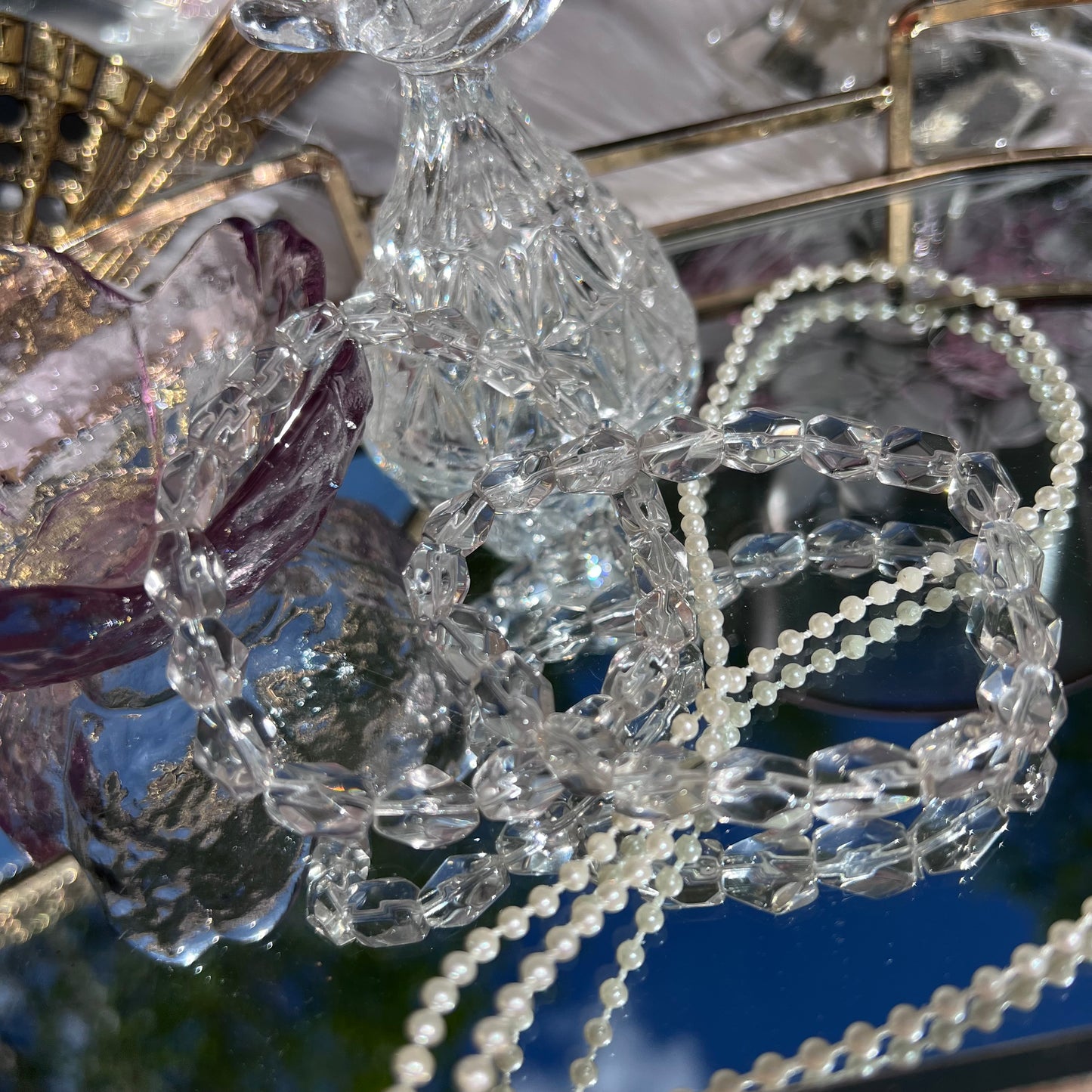 Clear Quartz high graded faceted Freeform beaded bracelet - 7mm