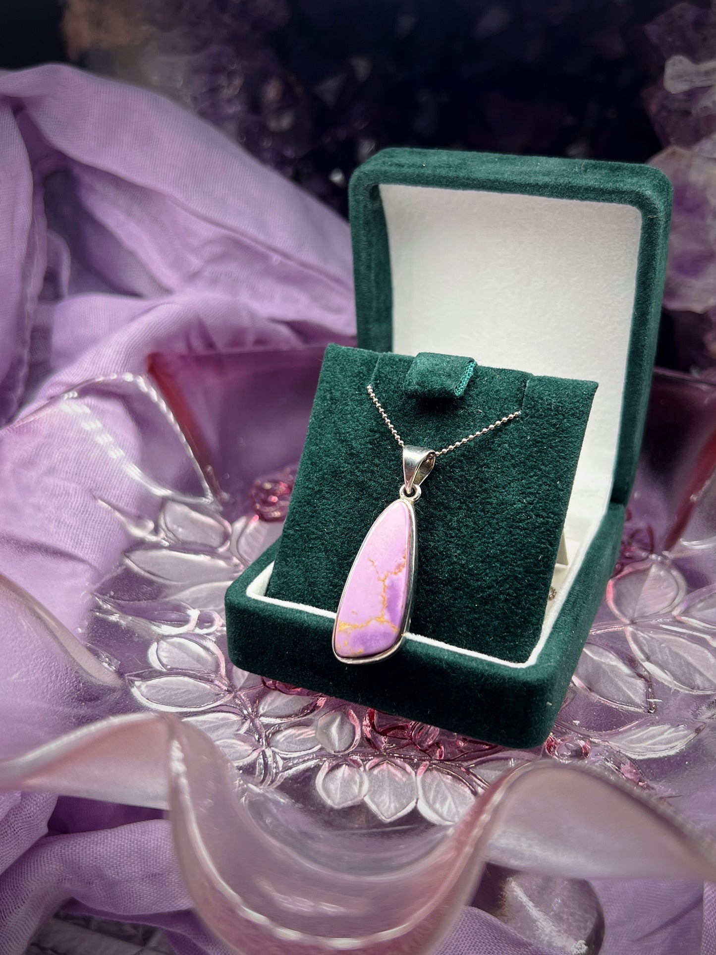 Phosphosiderite pendant from chile set in 925silver