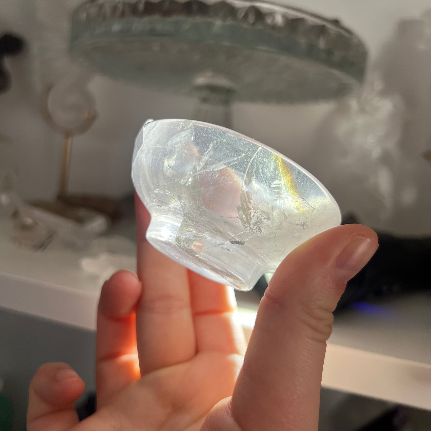 Clear quartz trinket dish