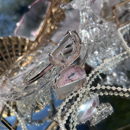 Agate banded duo Crystal bangle