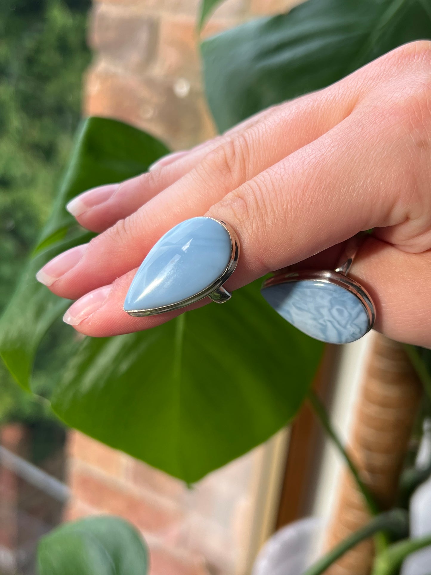 Owyhee Blue Opal teardrop shape crystal Ring - 925silver from 📍USA - size UK L - US 6