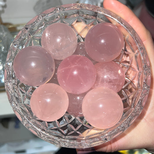 Star rose quartz sphere