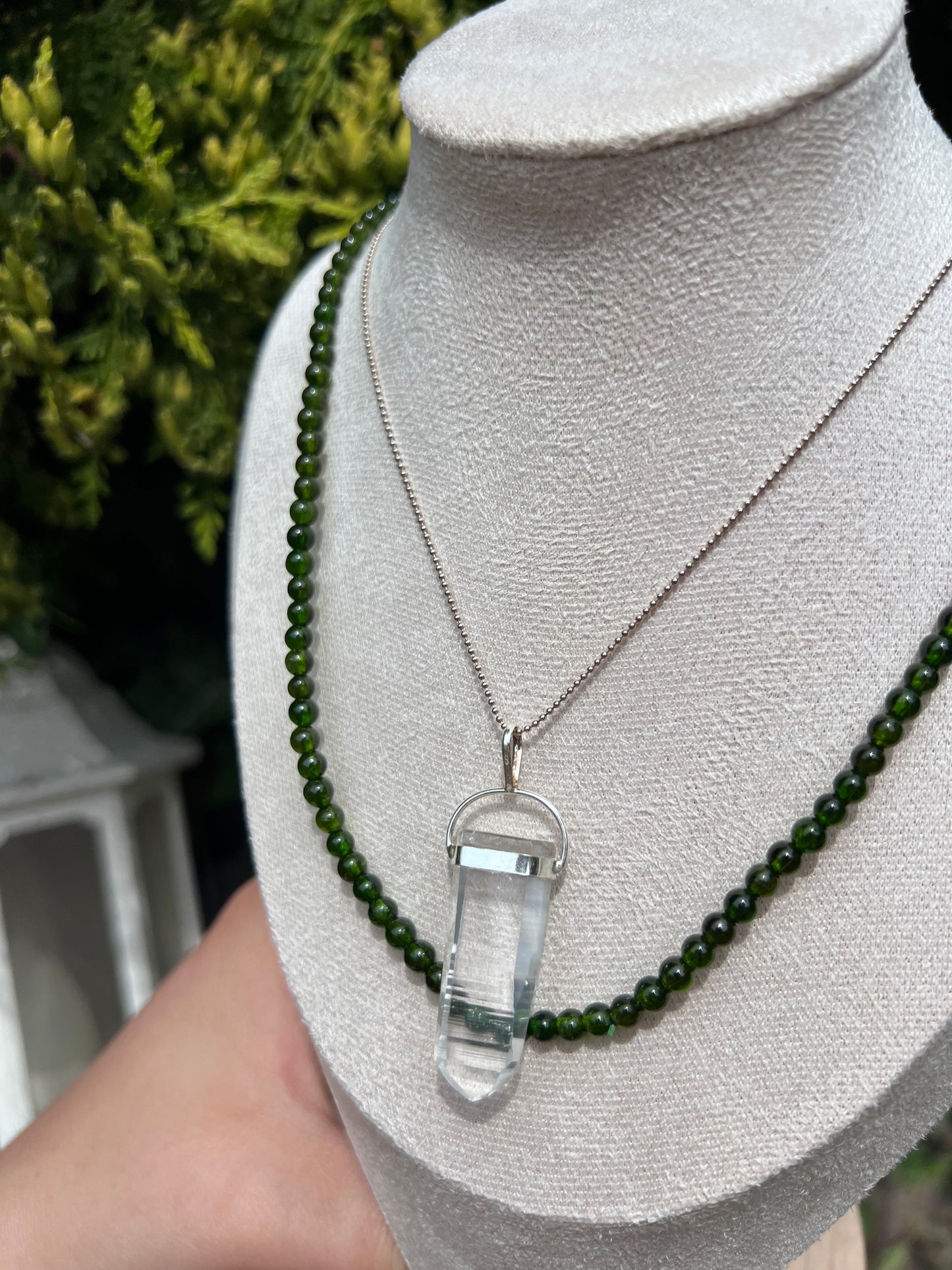 Diopside beaded necklace / triple stack beaded bracelet - 4.4mm