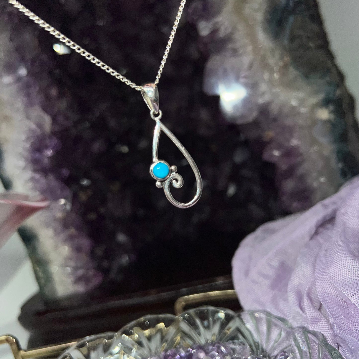 Persian Turquoise Celtic style crystal pendant - 925silver