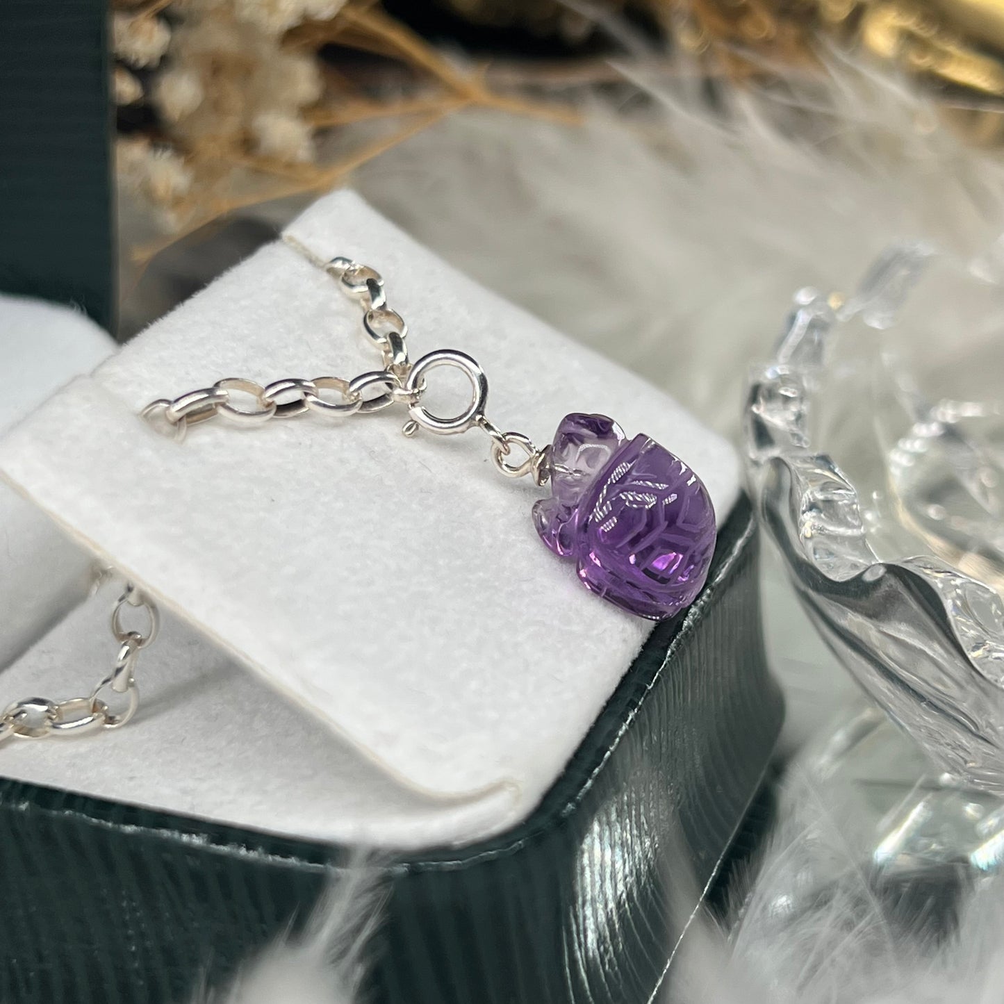 Amethyst tortoise 925silver charm