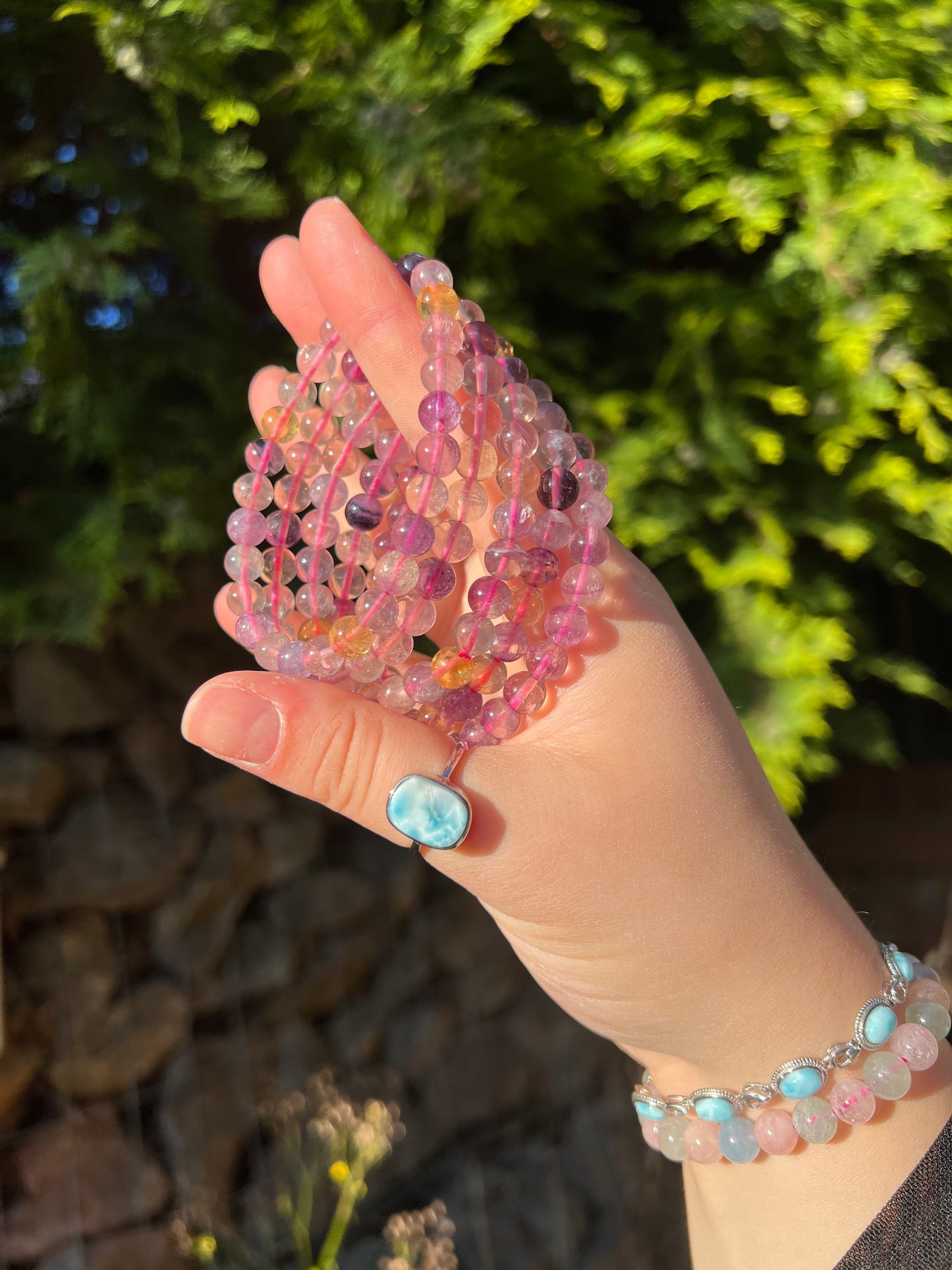 Rainbow fluorite bracelet 7mm bead