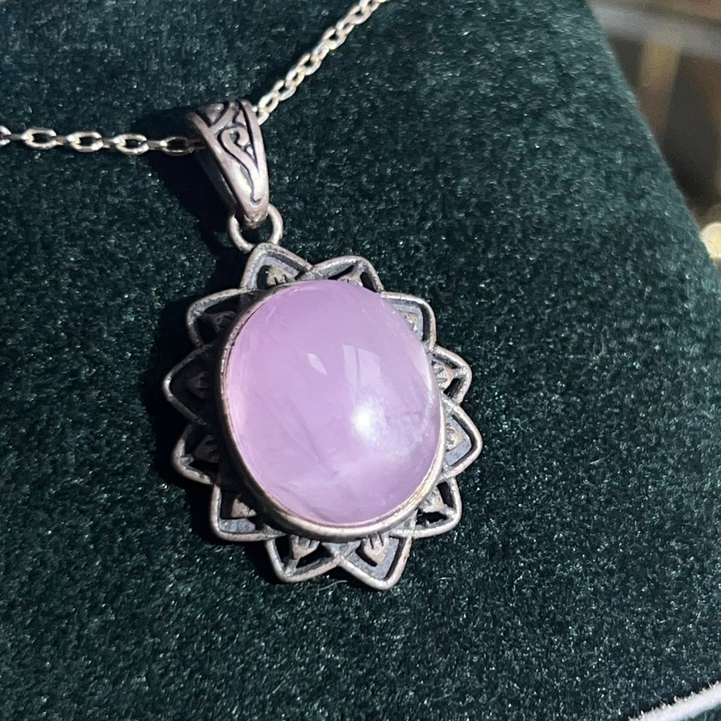 Kunzite flower design 925silver pendant