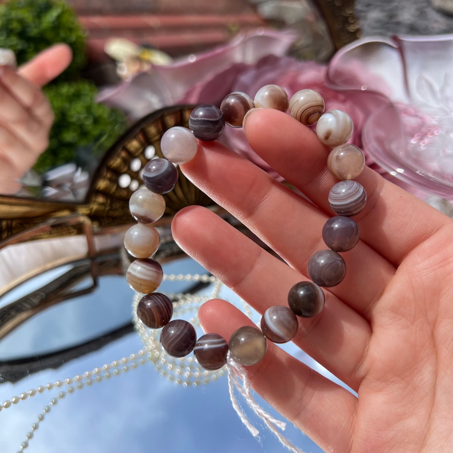 Botswana Agate crystal beaded bracelet - 10mm