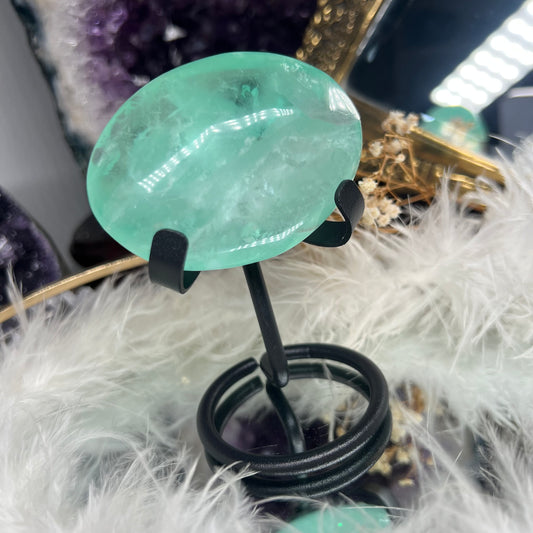 Green fluorite palm stone #B