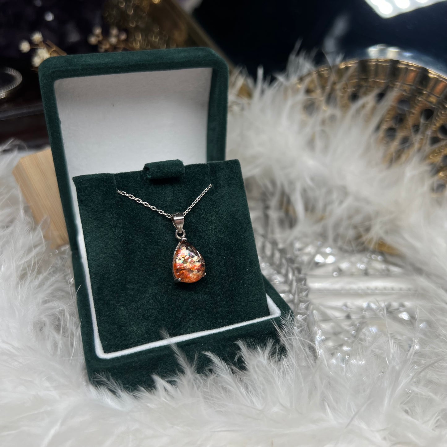 Sunstone 925silver teardrop pendant