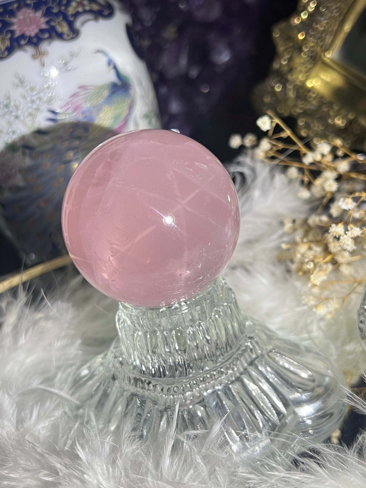 Star rose quartz sphere #B