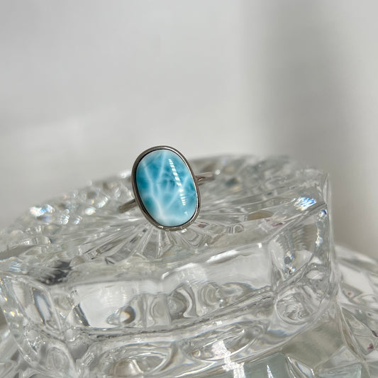 Larimar high graded 925 silver adjustable ring