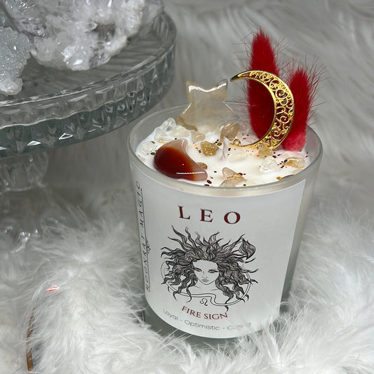 Leo crystal candle