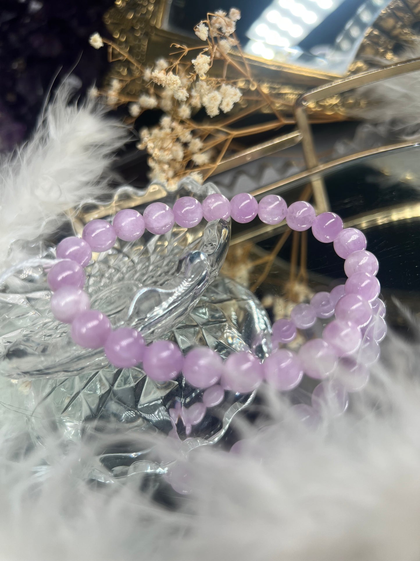 Kunzite beaded bracelet 8mm