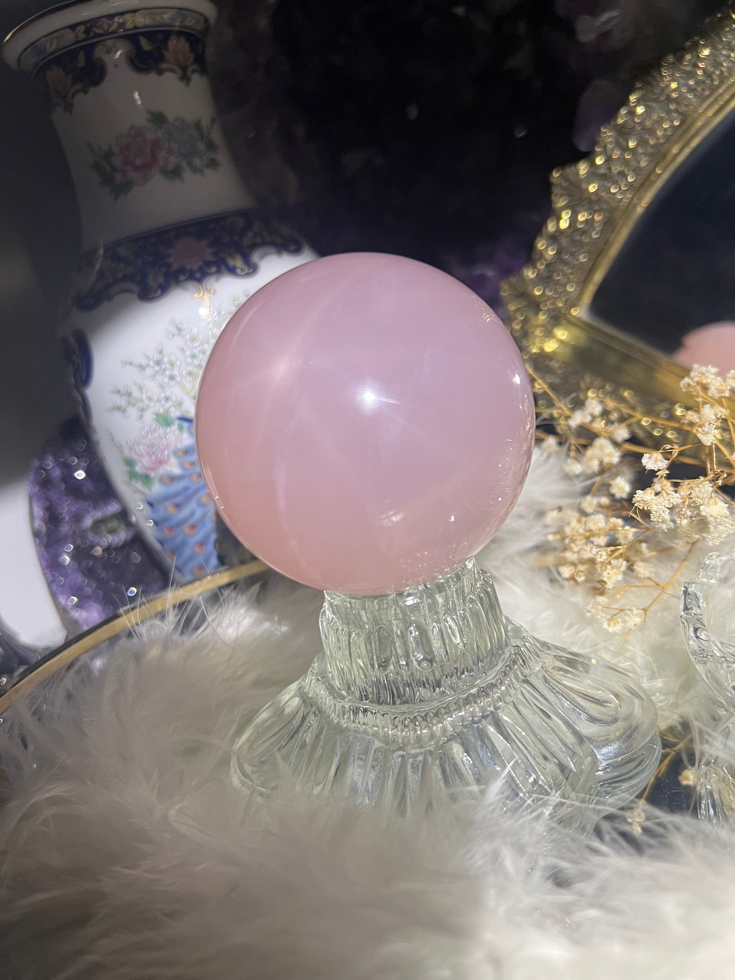 Star rose quartz sphere #A