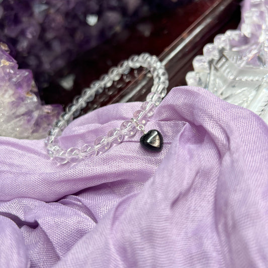 Hypersthene heart design versatile crystal charm with clasp - 925silver