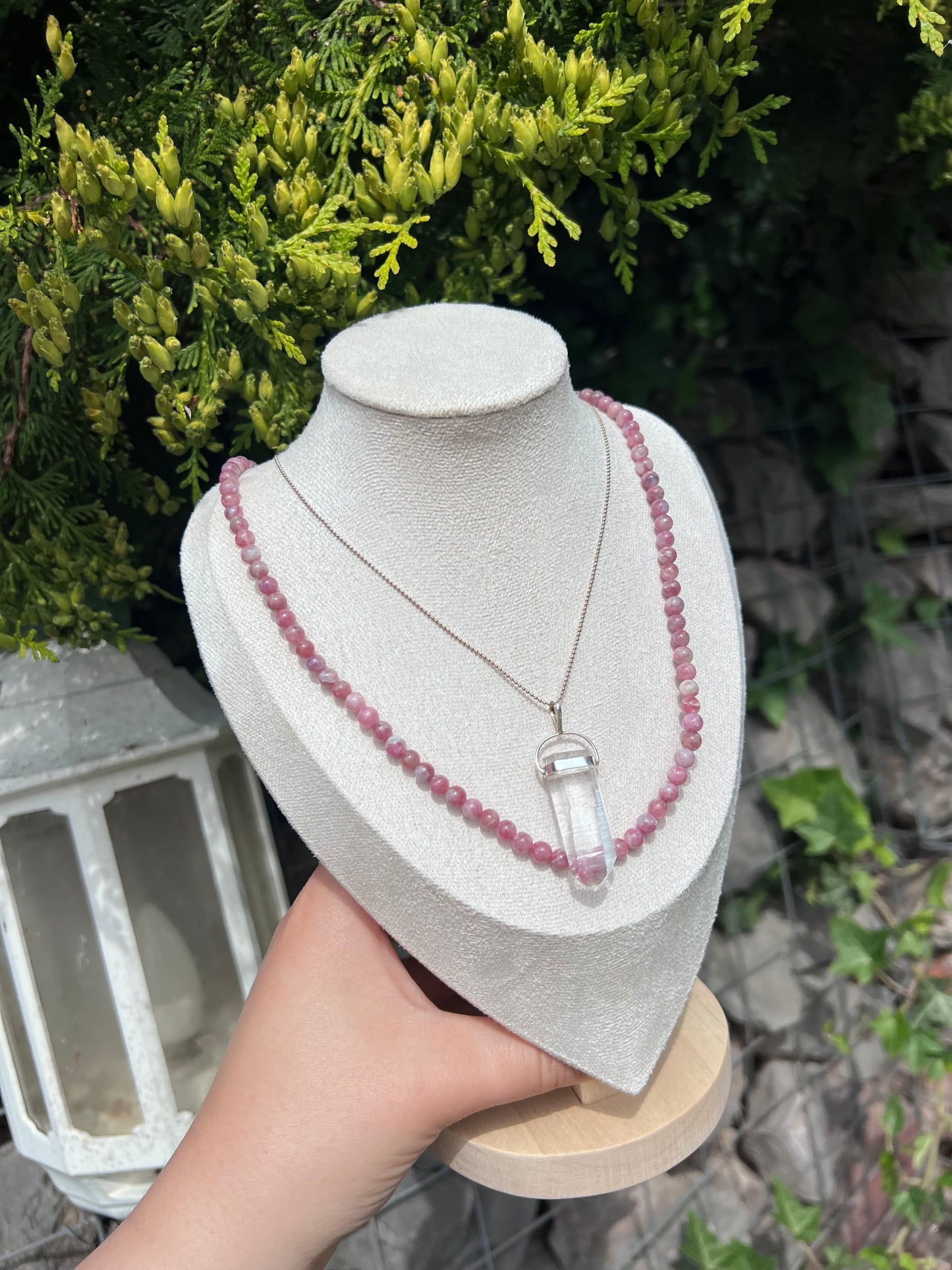 Unicorn Stone beaded necklace / triple stack beaded bracelet - 5mm beads