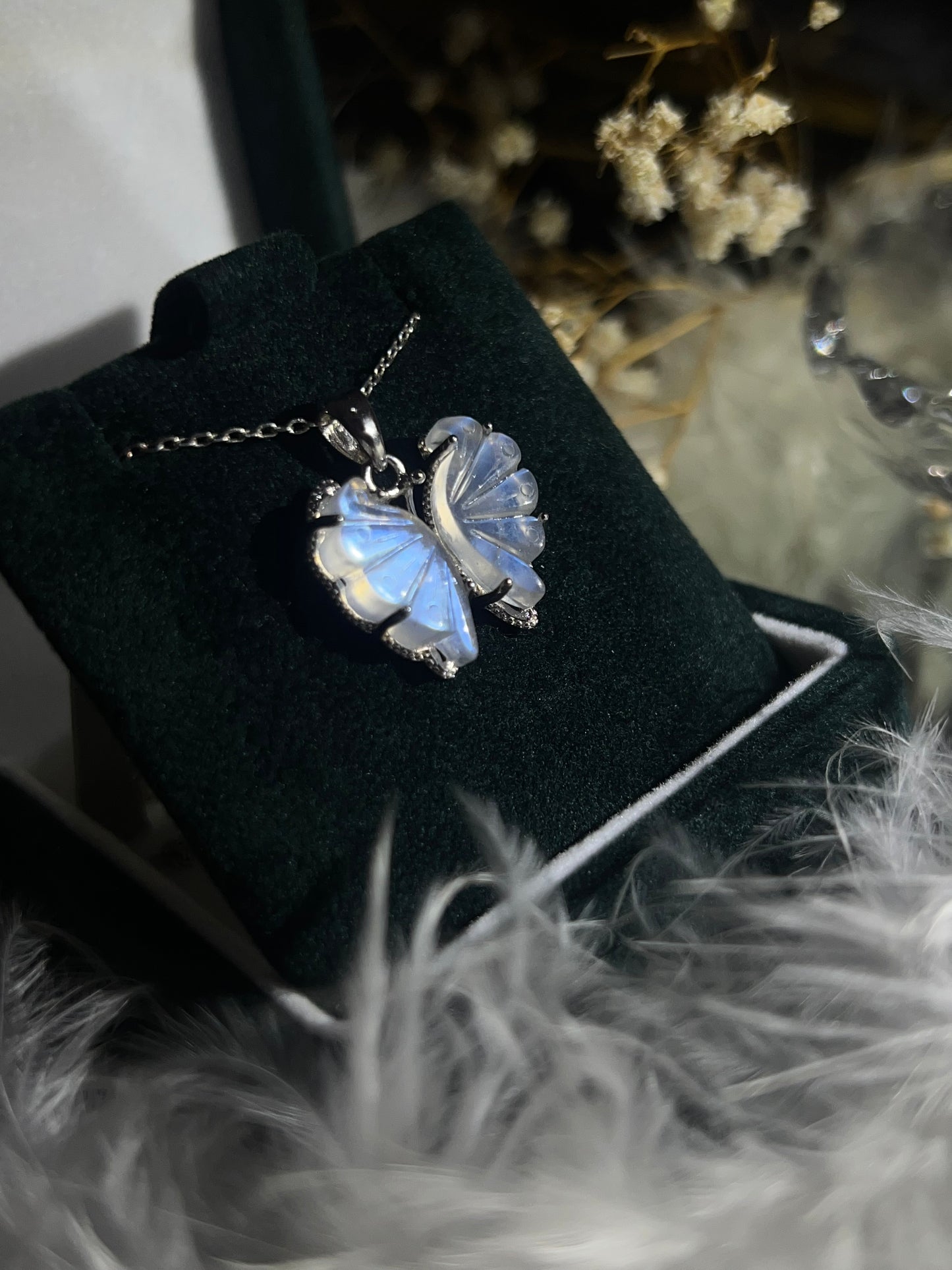 Rainbow moonstone butterfly custom design pendant 925silver