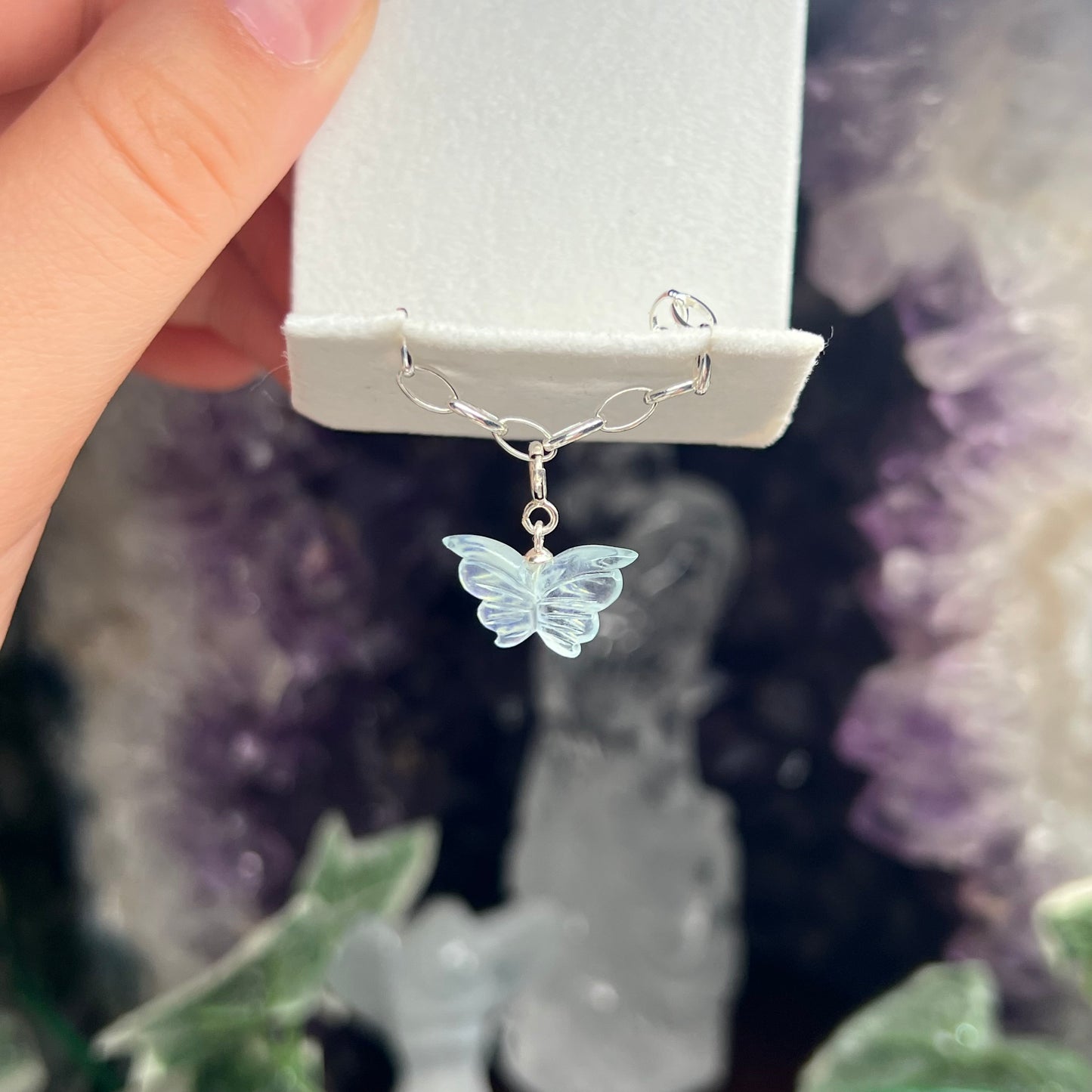 Aquamarine butterfly 925silver charm #B