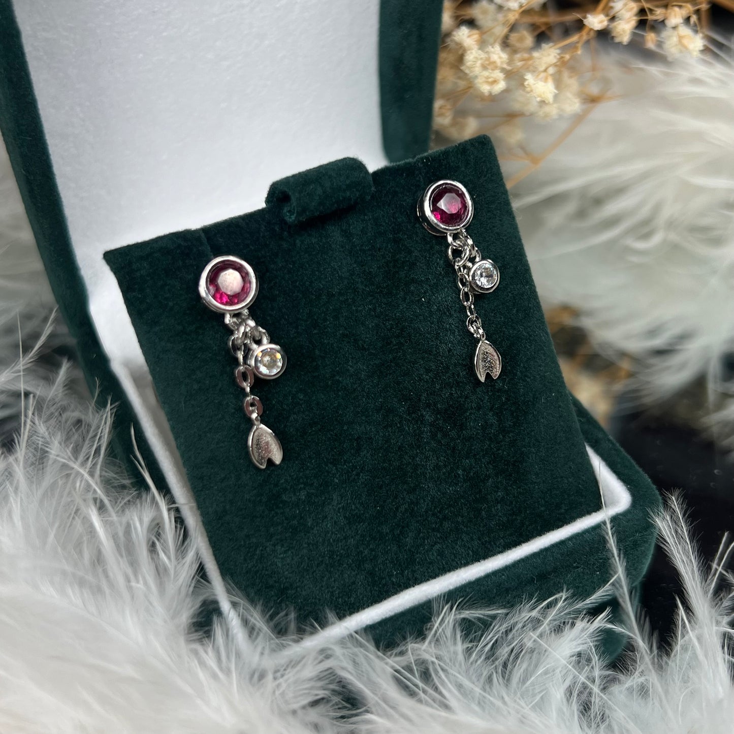 Pink tourmaline droplet earrings