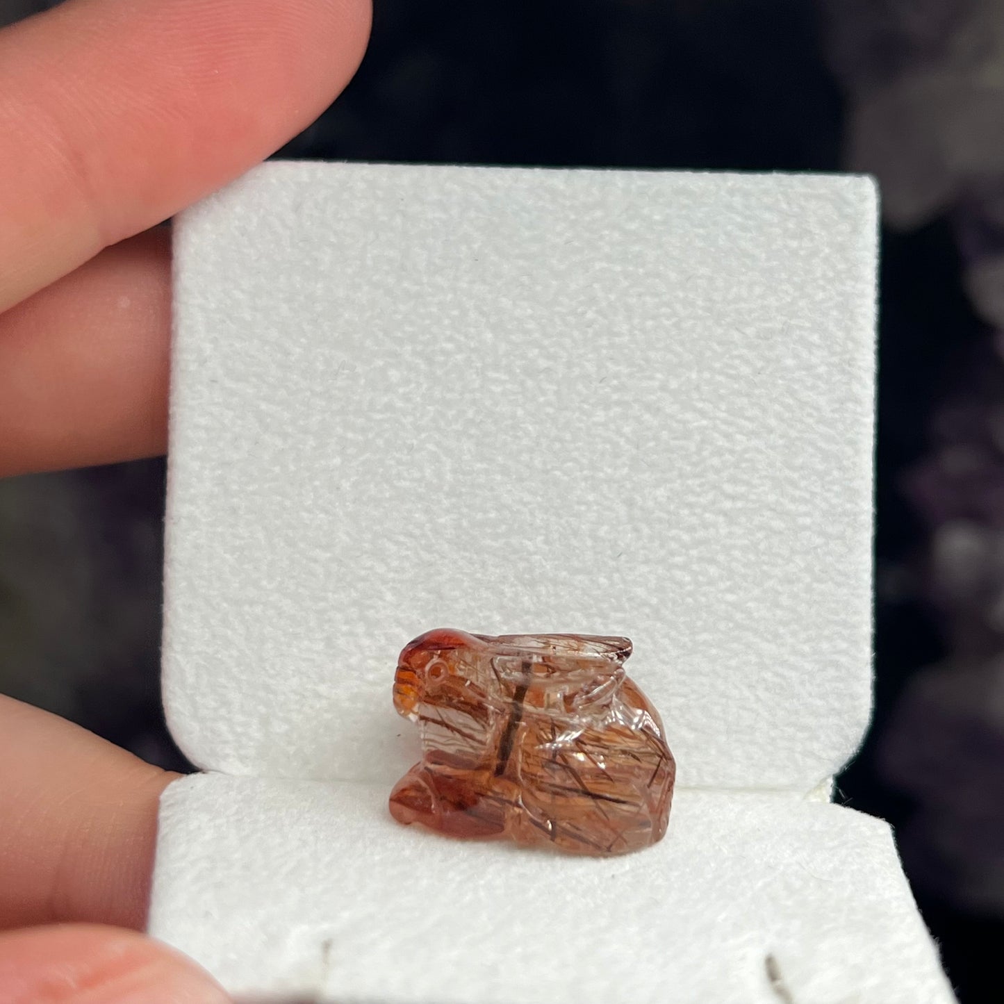 Rutile quartz rabbit carving B