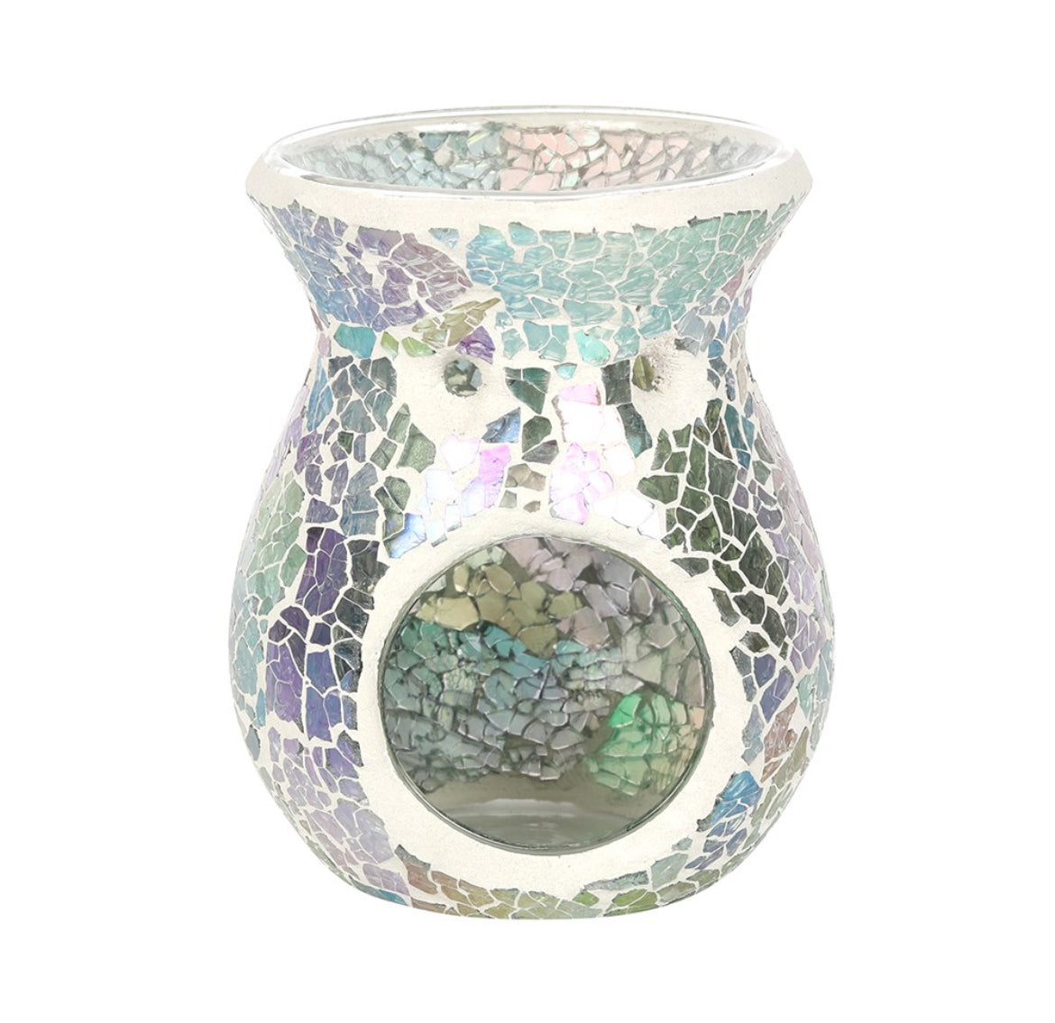 Light blue small iridescent crackle burner