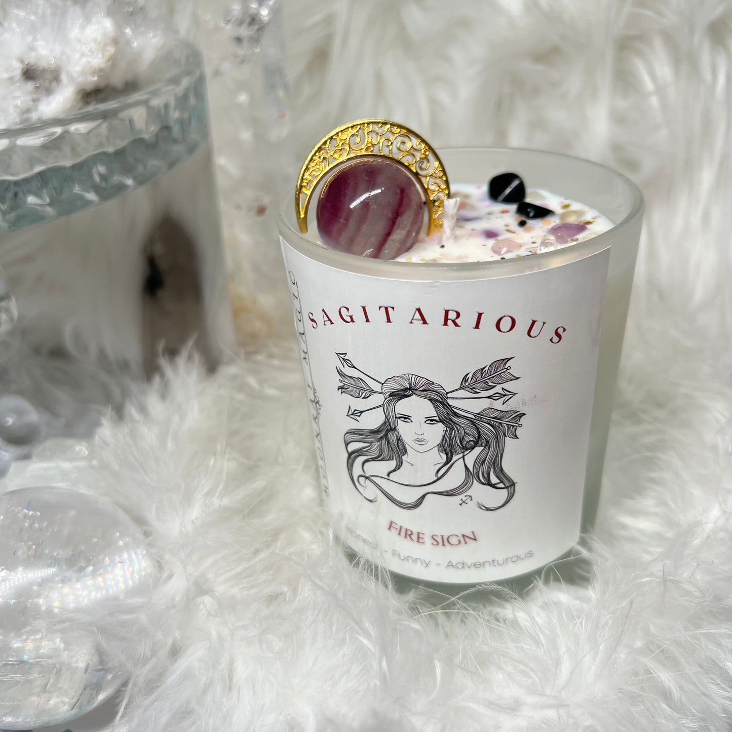 Sagittarius crystal candle