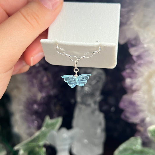 Aquamarine butterfly 925silver charm #C