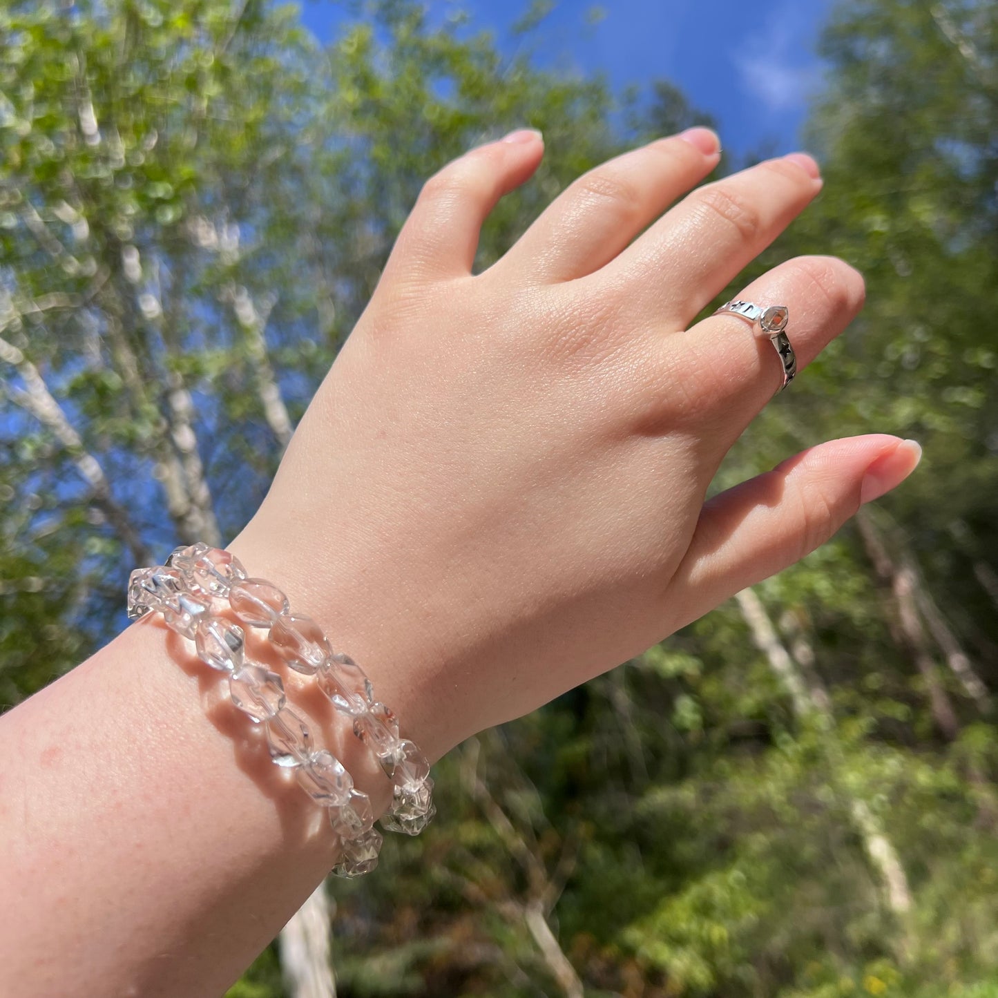 Clear Quartz high graded faceted Freeform beaded bracelet - 7mm