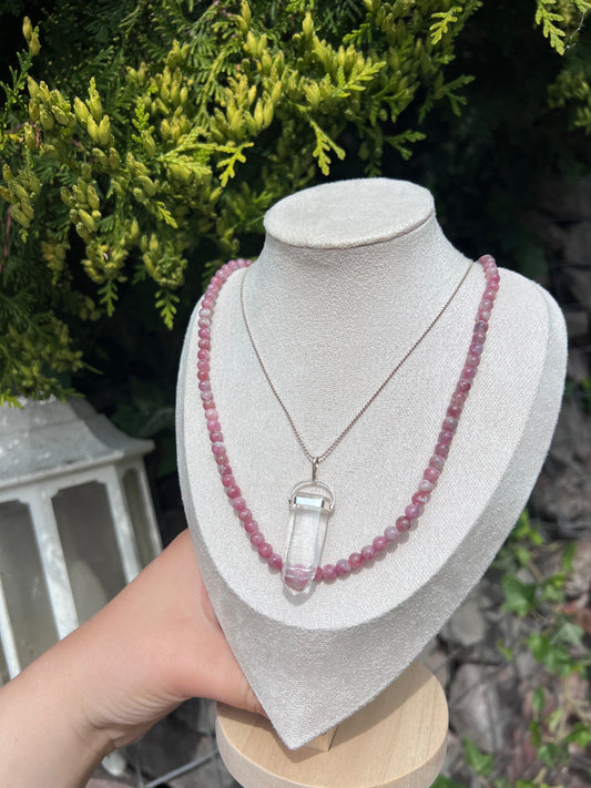 Unicorn Stone beaded necklace / triple stack beaded bracelet - 5mm beads