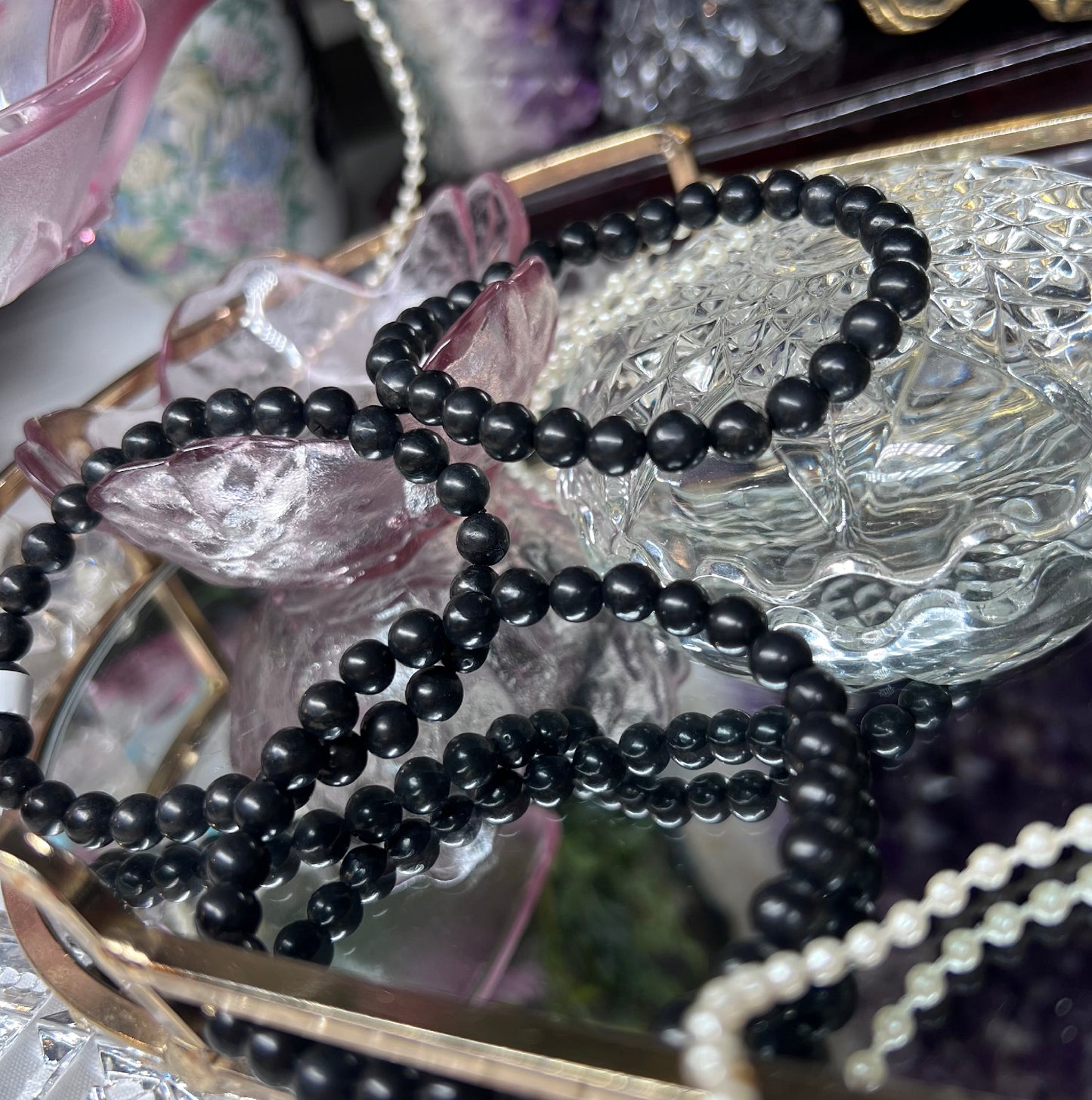 Shungite beaded bracelet - 6.6mm