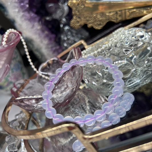 Purple Chalcedony natural crystal beaded bracelet - 8mm