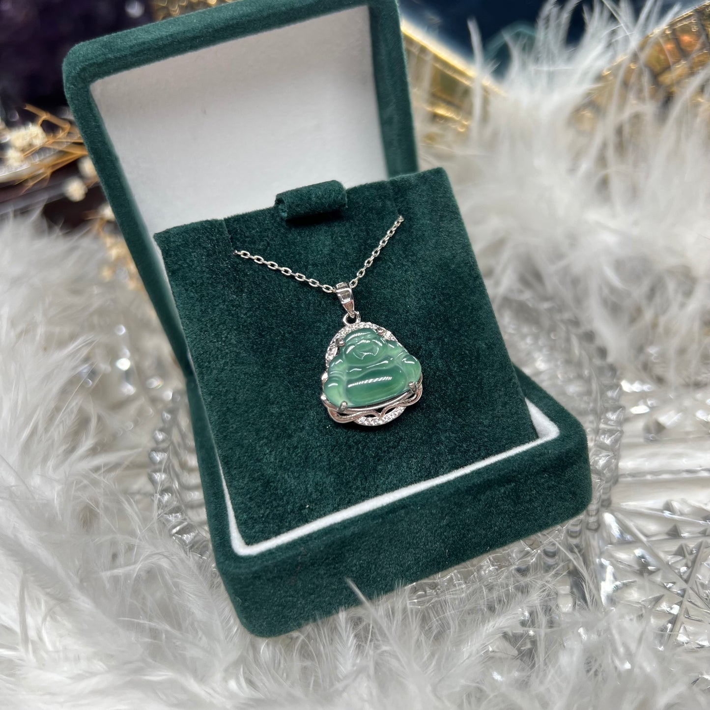 Buddha natural jade 925s pendant