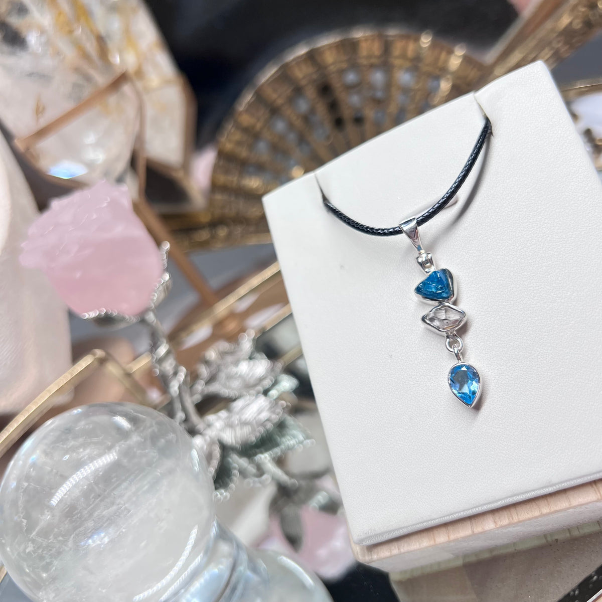 Blue Apetite, Herkimer Diamond & Blue Topaz pendant - 925 silver