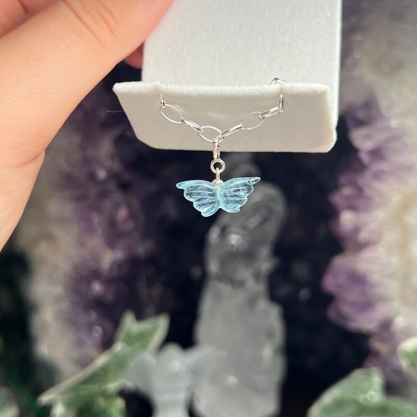 Aquamarine butterfly 925silver charm #C