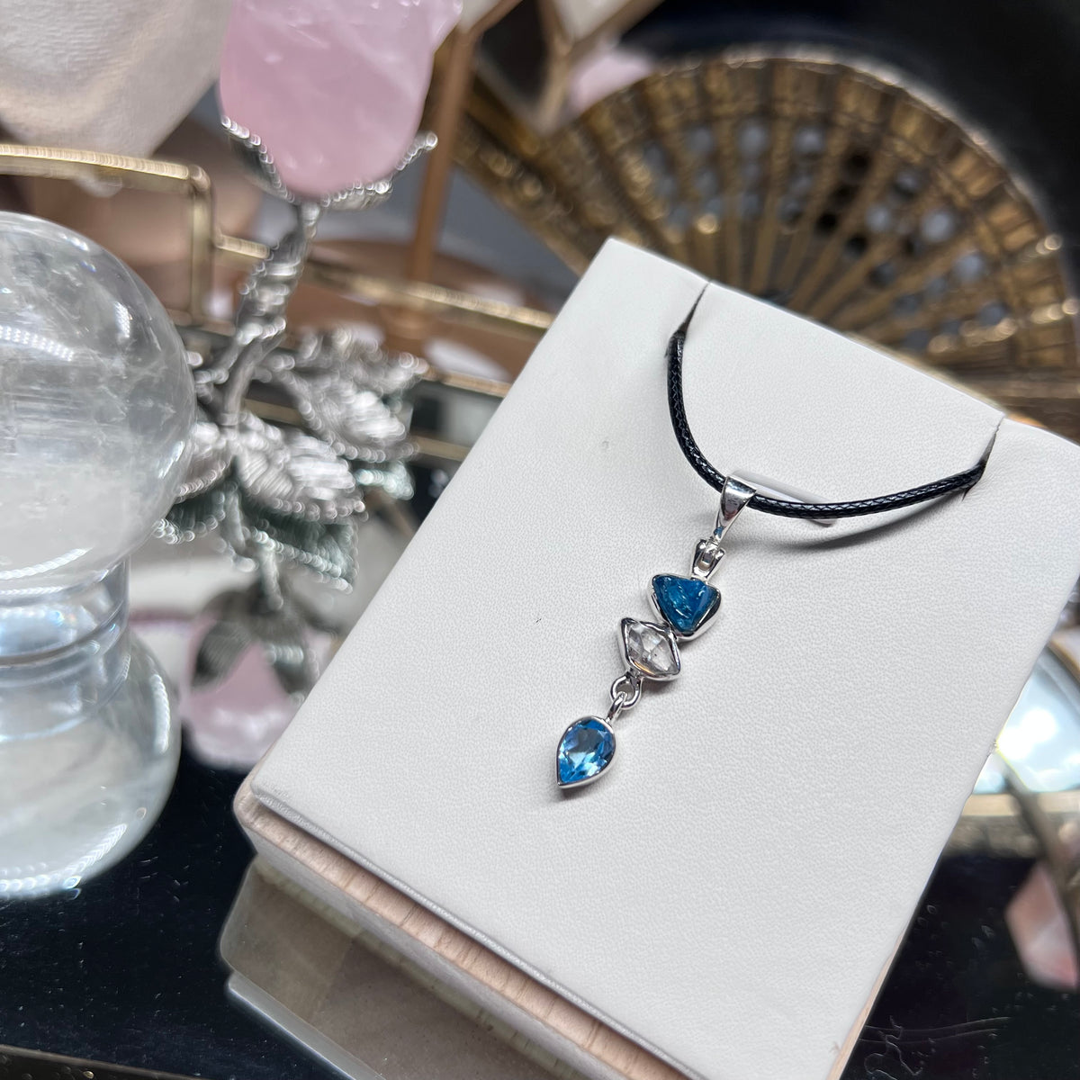 Blue Apetite, Herkimer Diamond & Blue Topaz pendant - 925 silver