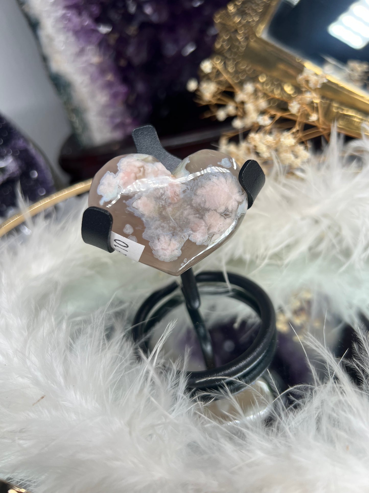 Flower agate heart #A