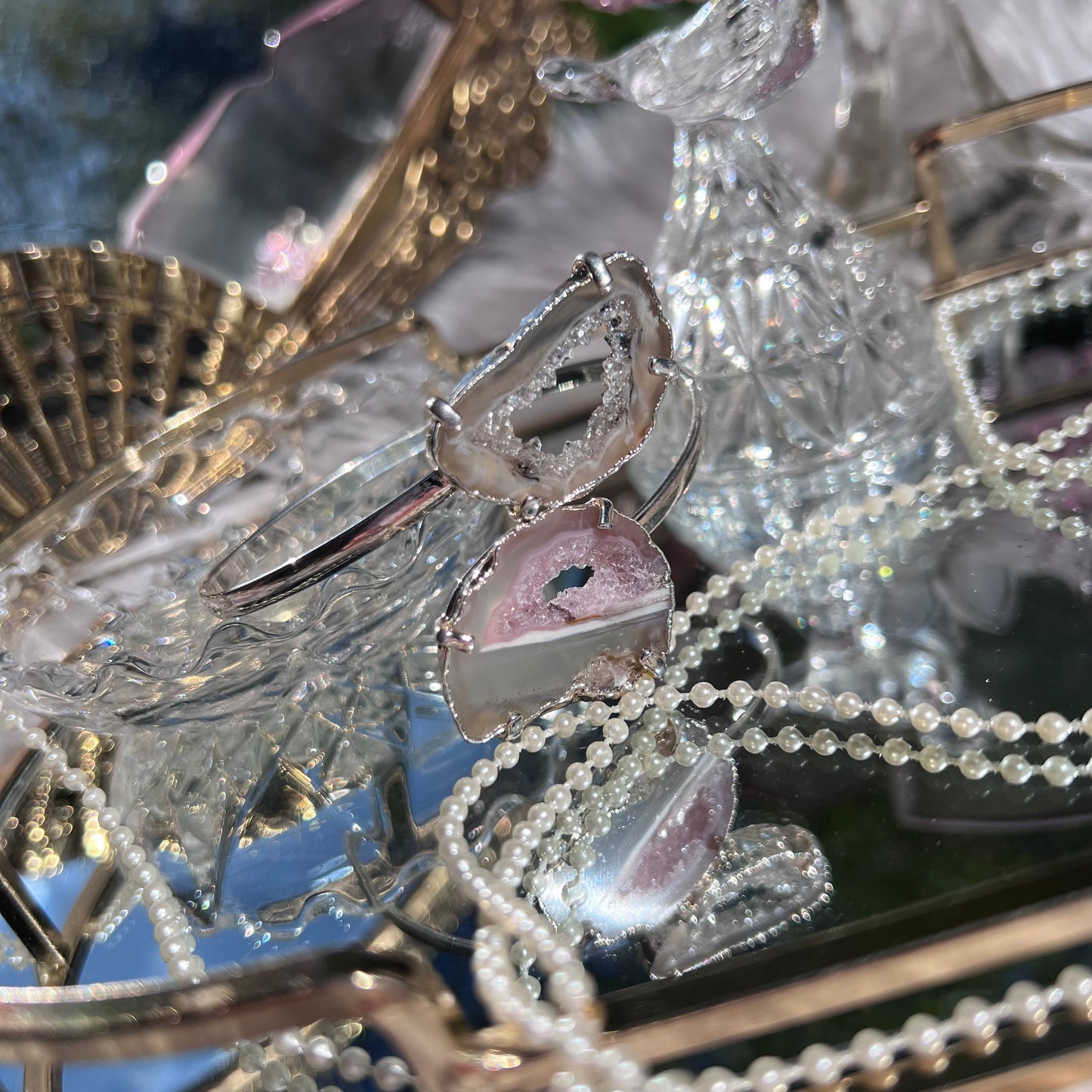 Agate banded duo Crystal bangle