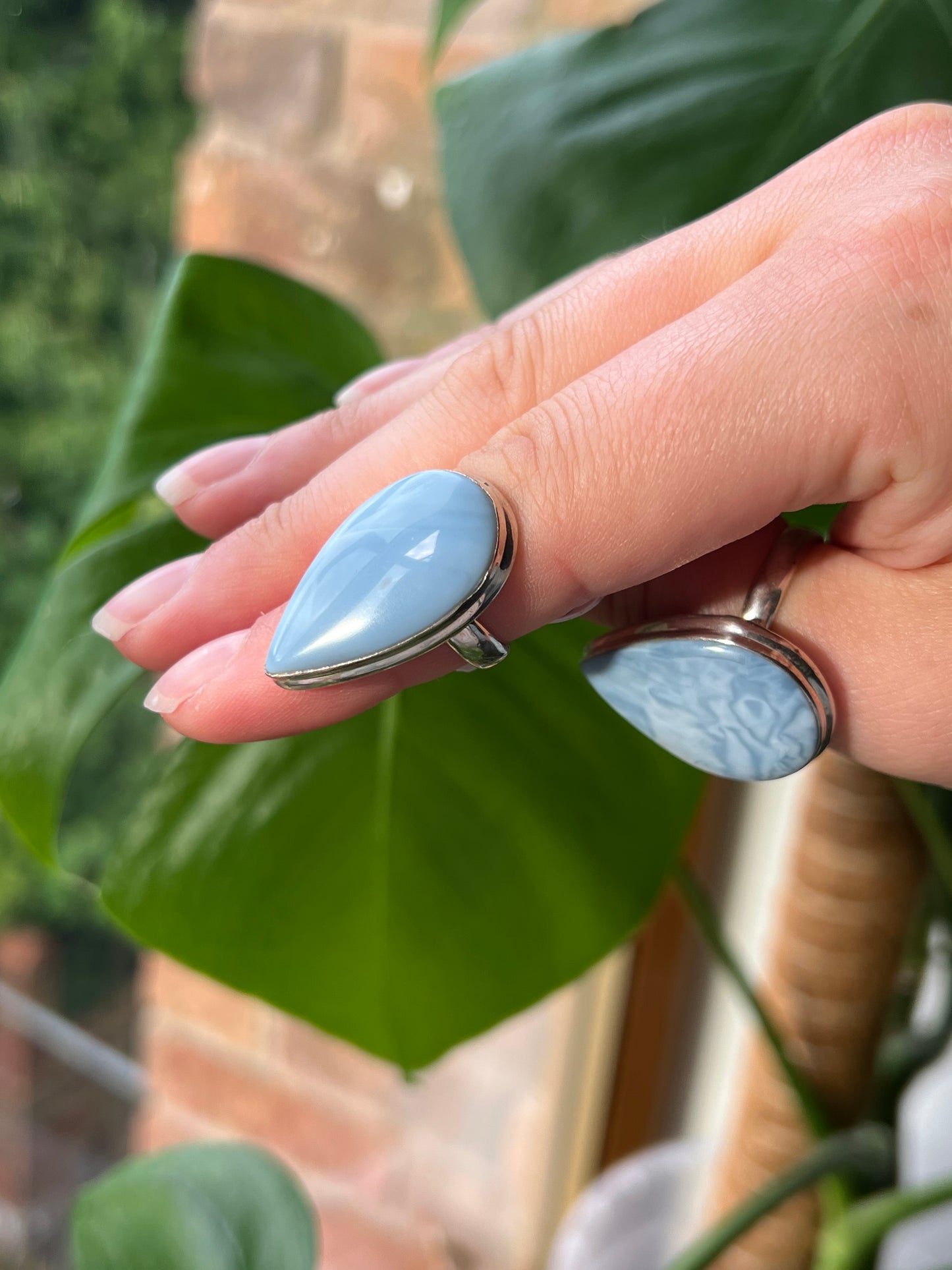 Owyhee Blue Opal teardrop shape crystal Ring - 925silver from 📍USA - size UK L - US 6