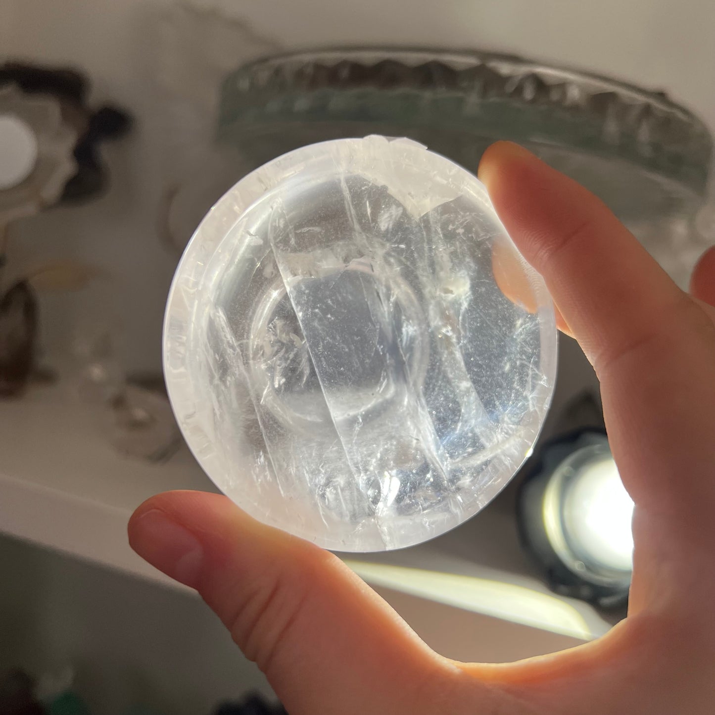 Clear quartz trinket dish