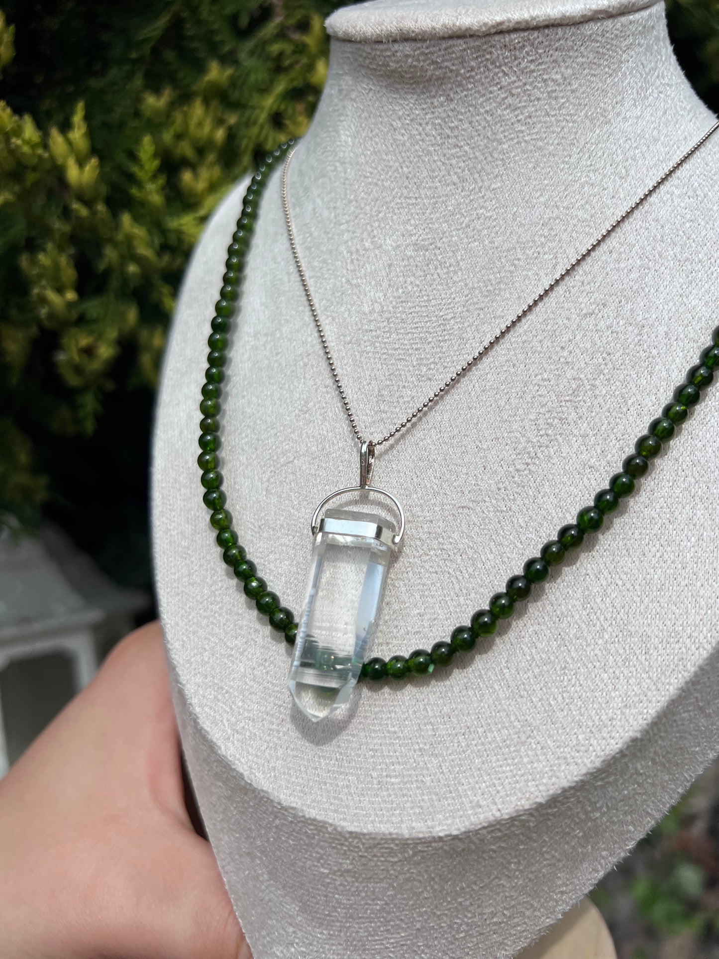 Diopside beaded necklace / triple stack beaded bracelet - 4.4mm