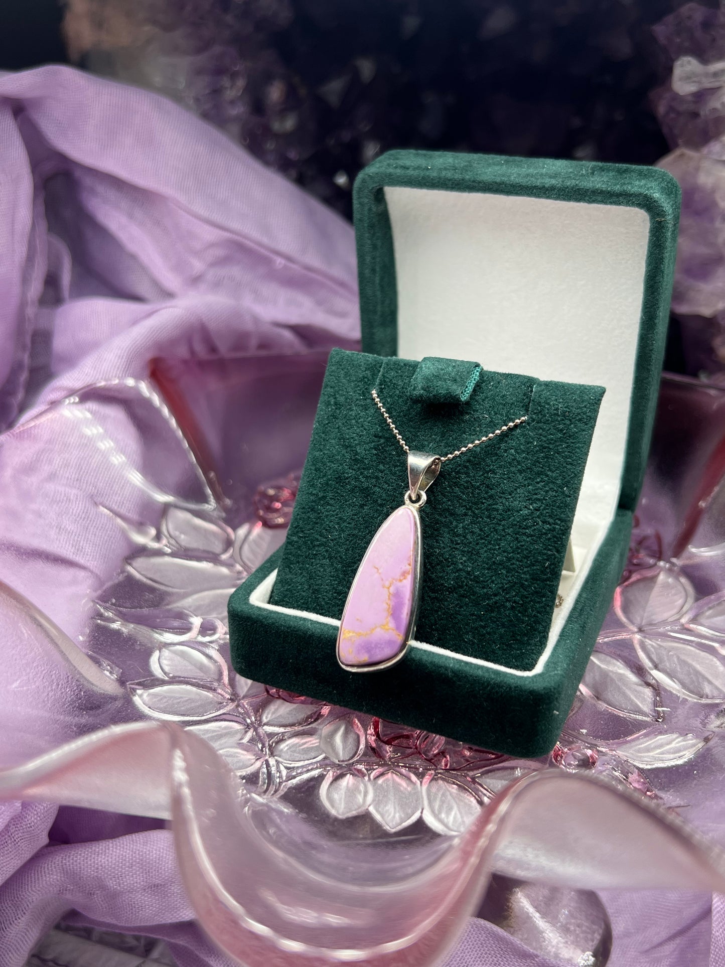 Phosphosiderite pendant from chile set in 925silver