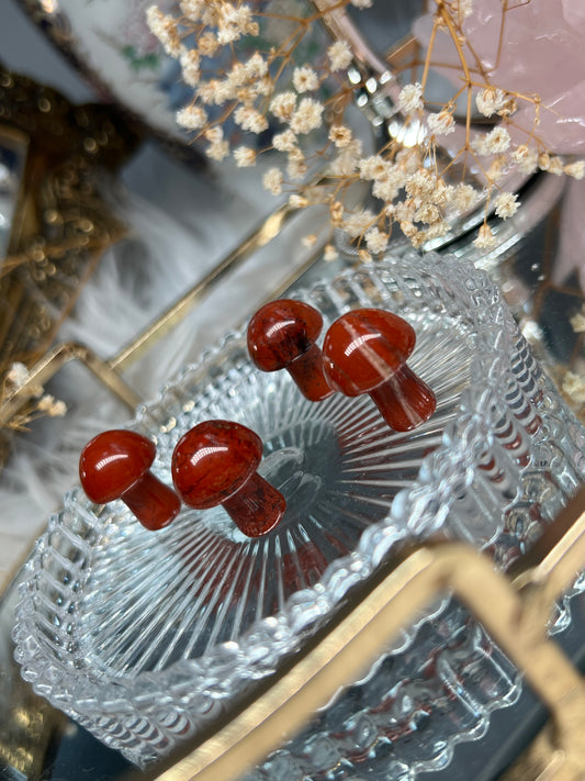 Red Jasper mini mushroom crystal carving