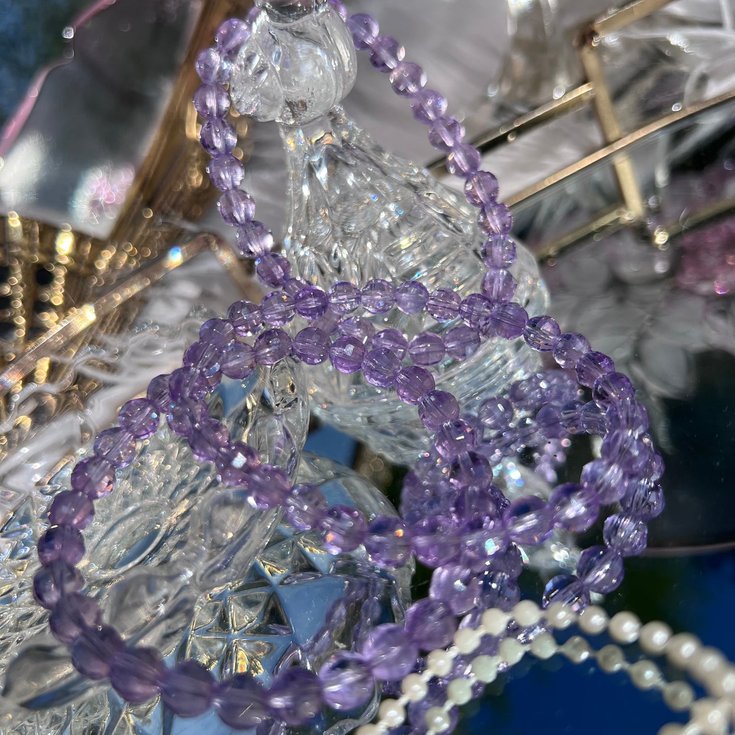 Amethyst faceted beaded bracelet high quality 📍Bolivia - 6.6mm bead size