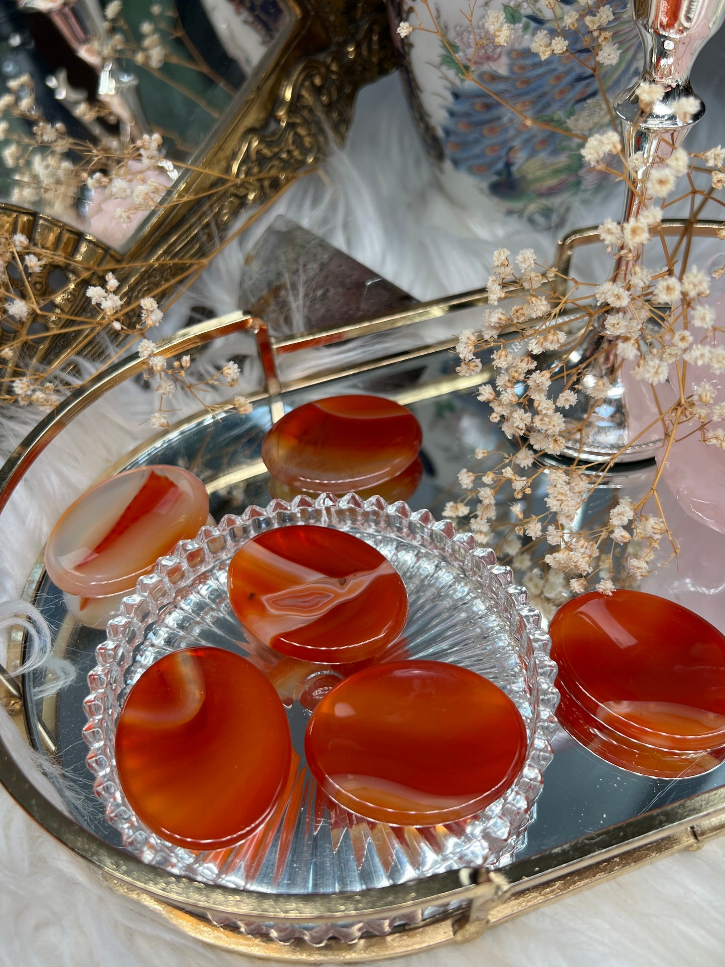 Carnelian crystal worry stone / thumb stone