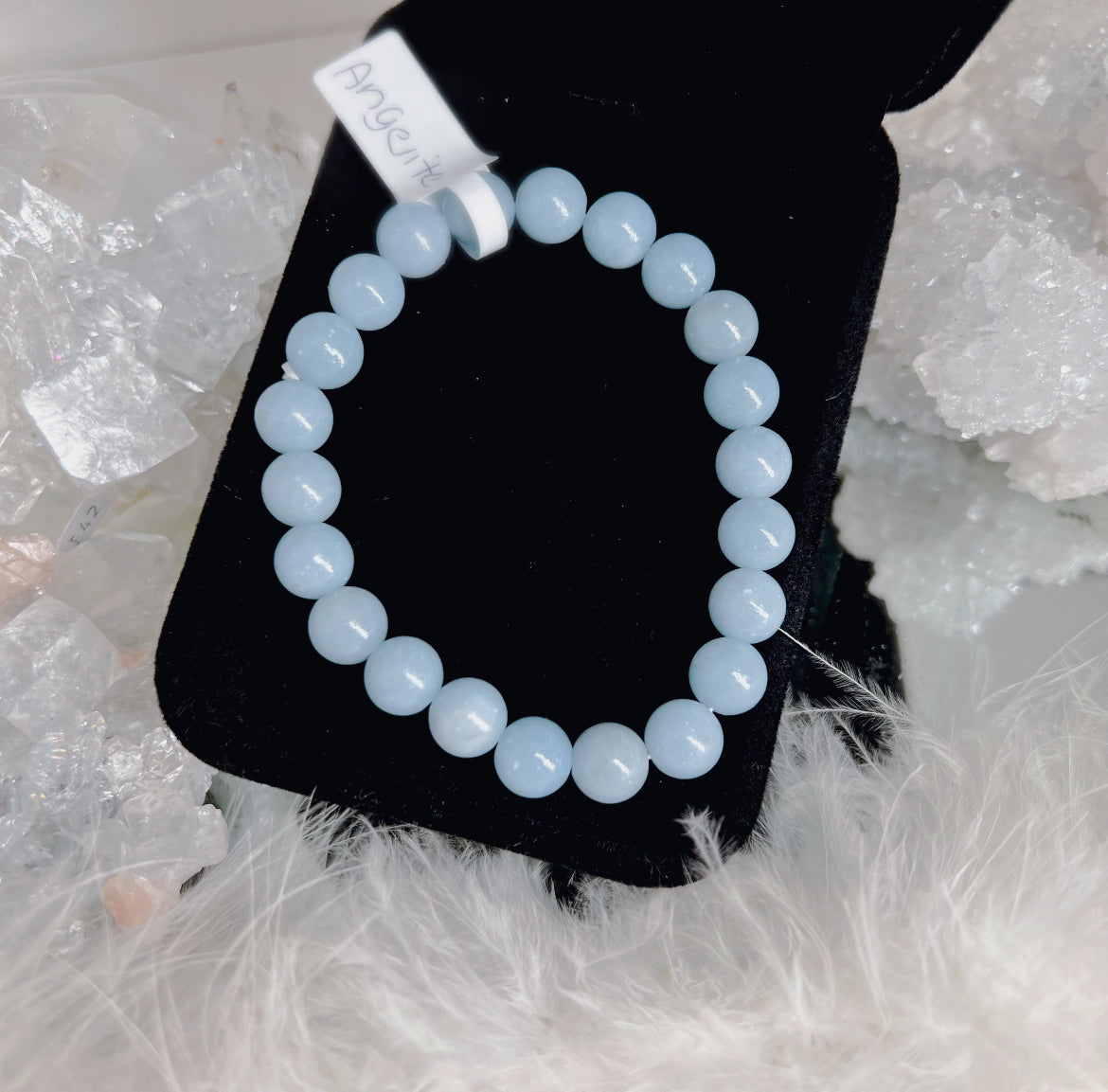 Angelite beaded bracelet 8.5mm