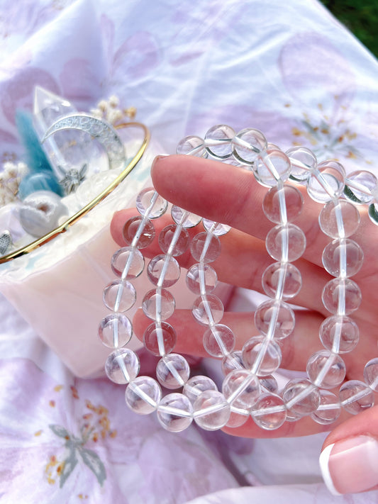 Clear quartz high quality beaded bracelet 10mm