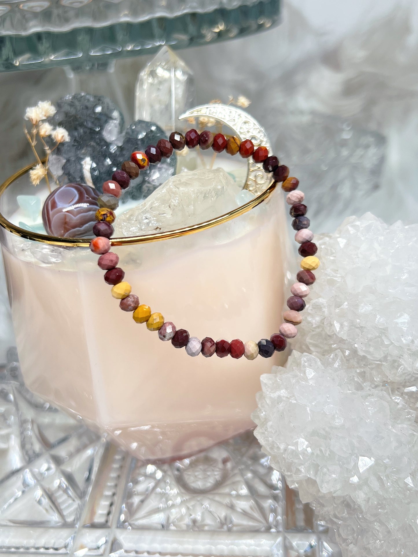 Faceted Mookaite beaded bracelet 5mm