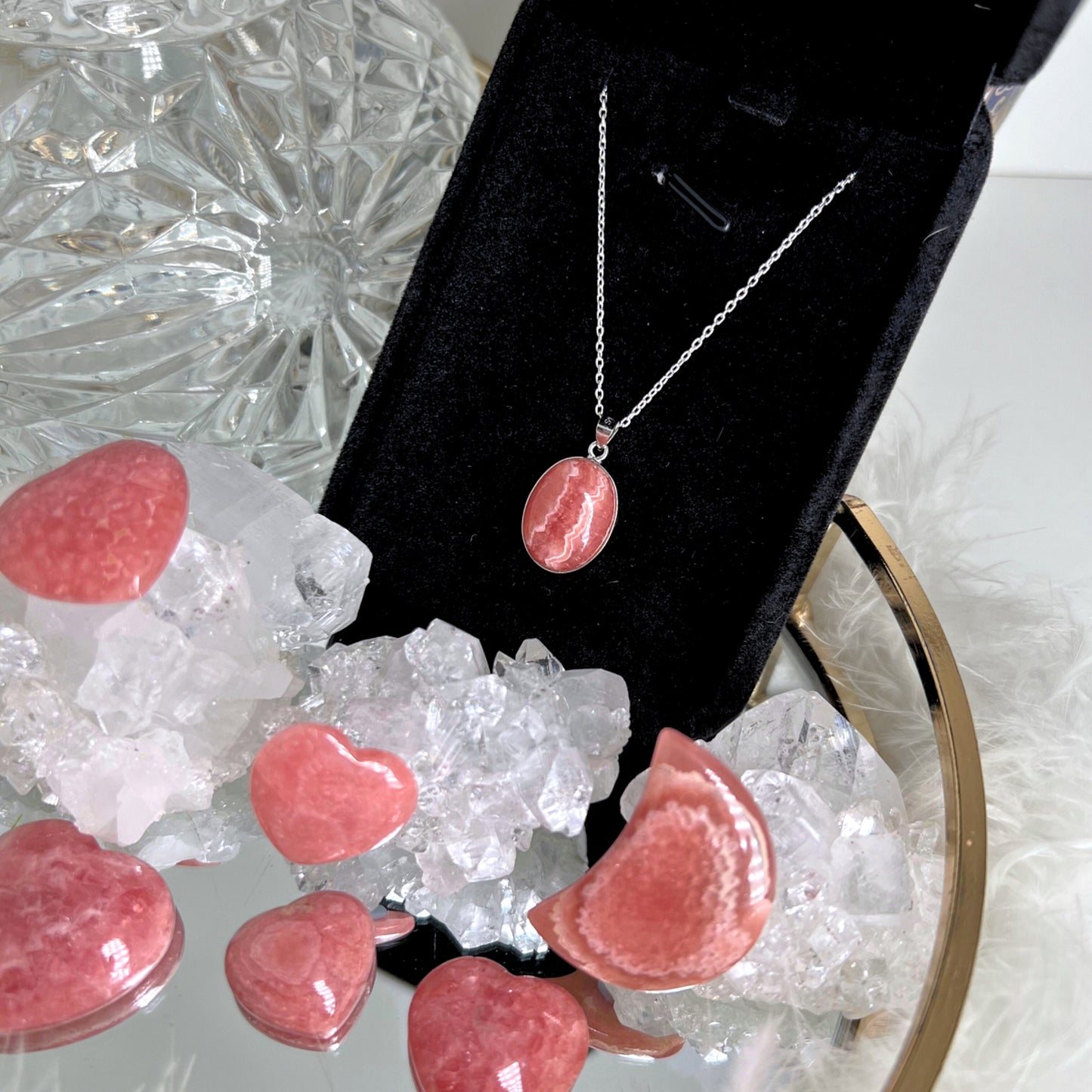 Rhodochrosite 925 solid silver pendant